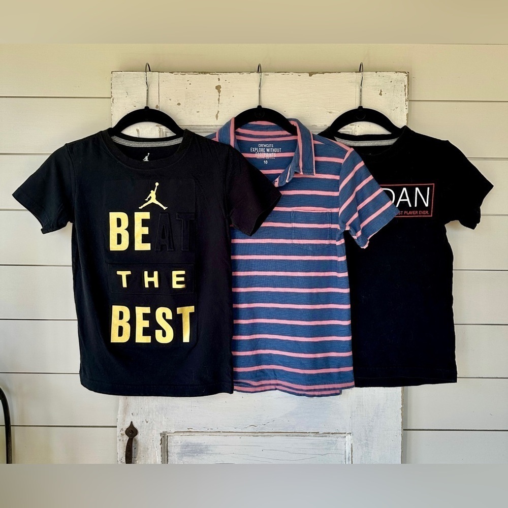 JORDAN, BOYS, SHORT SLEEVE, BLACK T-SHIRTS. SET/2. SIZE S.